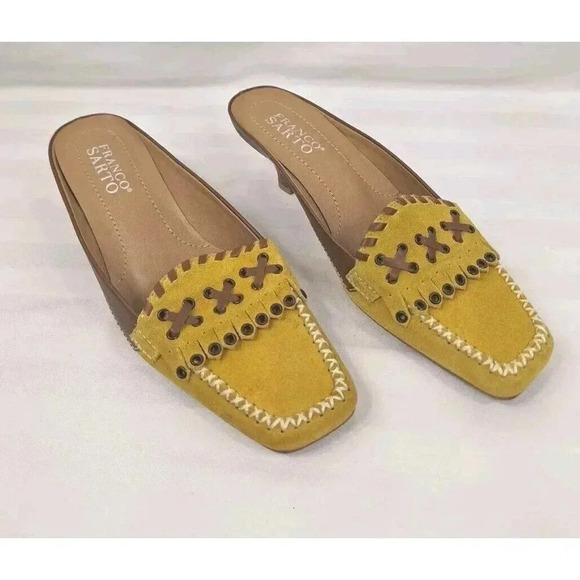 Franco Sarto Loafer Flats Leather Shoes Kitten Heel Size 6M - Picture 1 of 8